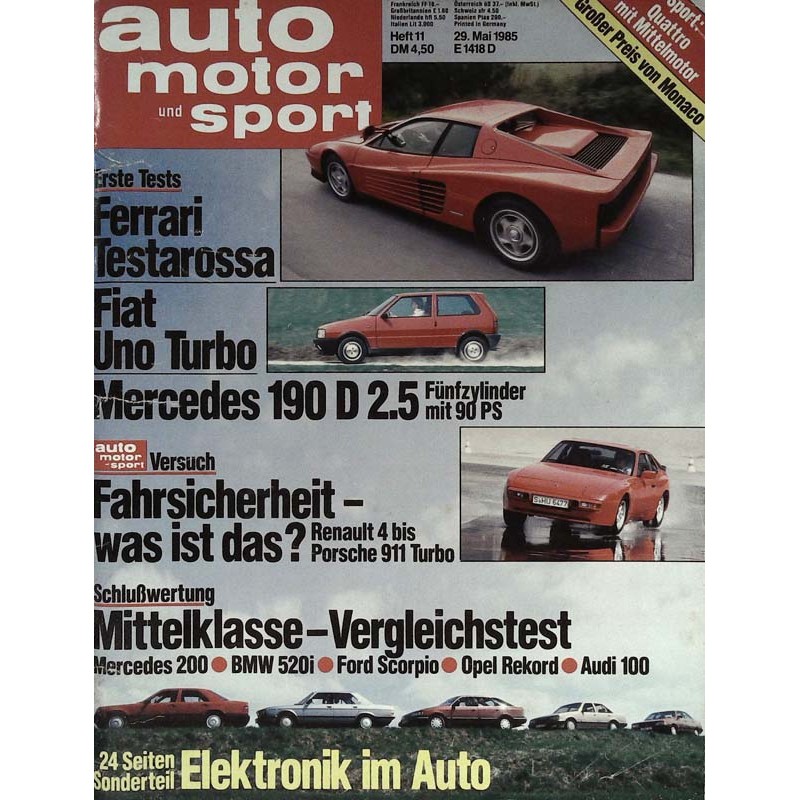 auto motor & sport Heft 11 / 29 Mai 1985 - Ferrari Testarossa