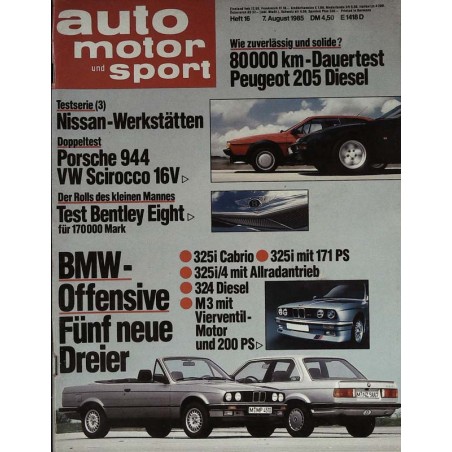 auto motor & sport Heft 16 / 7 August 1985 - BMW-Dreierreihe