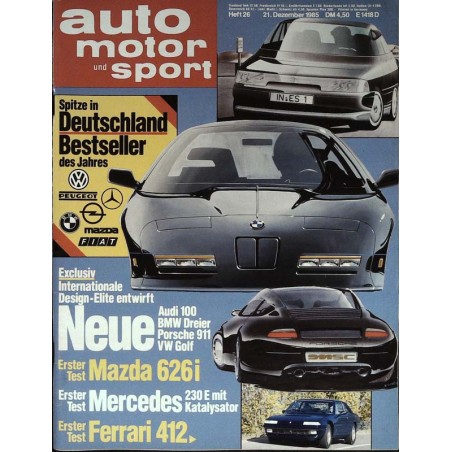 auto motor & sport Heft 26 / 21 Dezember 1985 - Design Elite