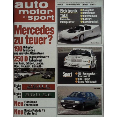 auto motor & sport Heft 25 / 11 Dezember 1985 - Mercedes zu teuer?