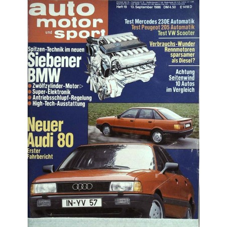 auto motor & sport Heft 19 / 13 September 1986 - Neuer Audi 80