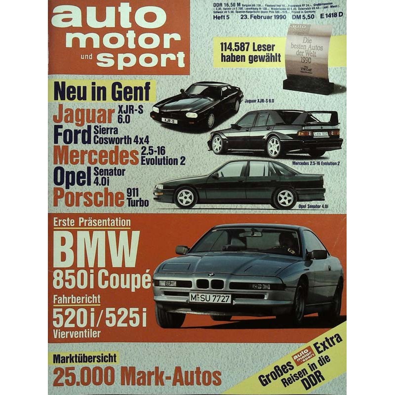 auto motor & sport Heft 5 / 23 Februar 1990 - BMW 850i Coupe