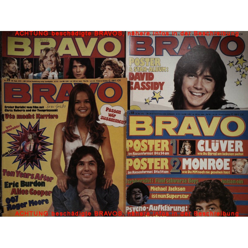 4er BRAVO Nr.37 / 38 / 39 / 44 von 1973 - Stars, Cassidy, Chris, Albert