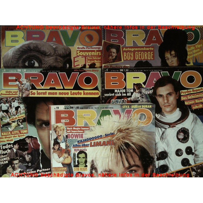 5er BRAVO Nr.4 / 5 / 6 / 9 / 19 von 1983 - Shaky, E.T., Limahl...