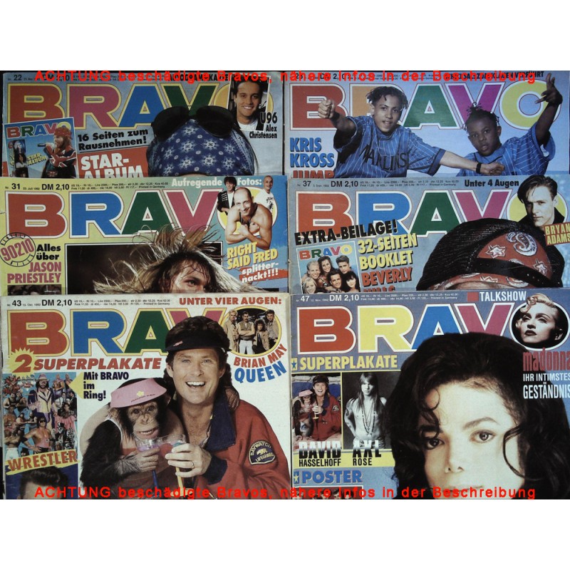 6er BRAVO Nr.22  / 28 / 31 / 37 / 43 / 47 von 1992 - David, Kris Kross