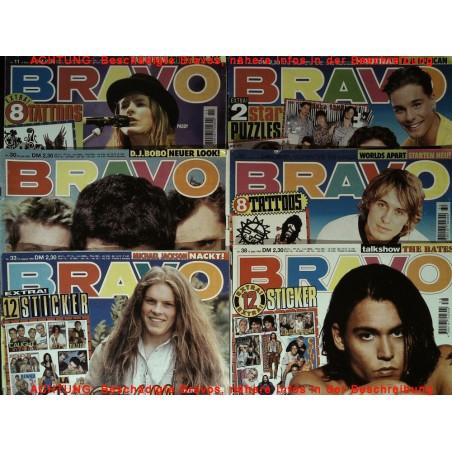 6er BRAVO Nr.11 / 23 / 30 / 32 / 33 / 38 von 1995 - Depp, Kellys...
