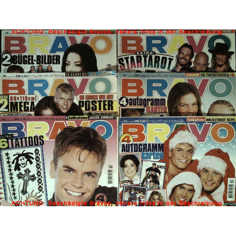 6er BRAVO Nr.25 / 29 / 36 / 41 / 42 / 52 von 1995 - Lee, Paddy, Rednex