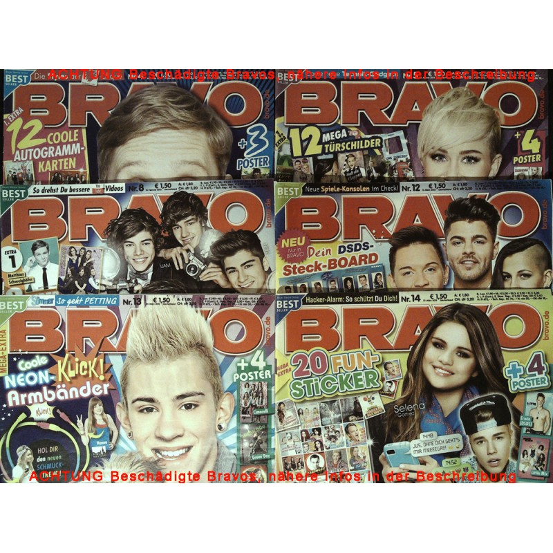 6er BRAVO Nr.4 / 5 / 8 / 12 / 13 / 14 von 2013 - Selena, DSDS...