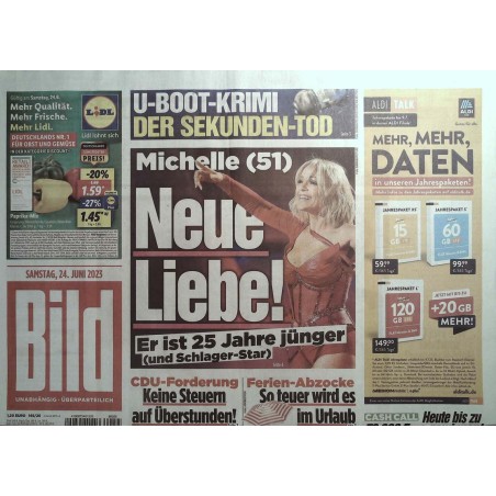 Bild Zeitung Samstag, 24 Juni 2023 - Michelle, neue Liebe!