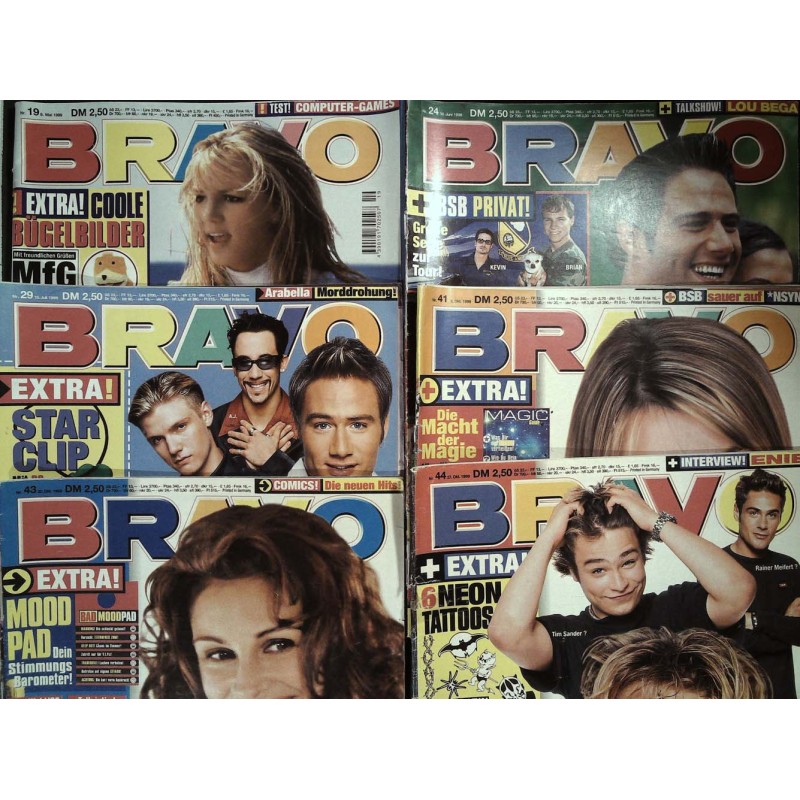 6er BRAVO Nr.19 / 24 / 29 / 41 / 43 / 44 von 1999 - Julia, Britney...