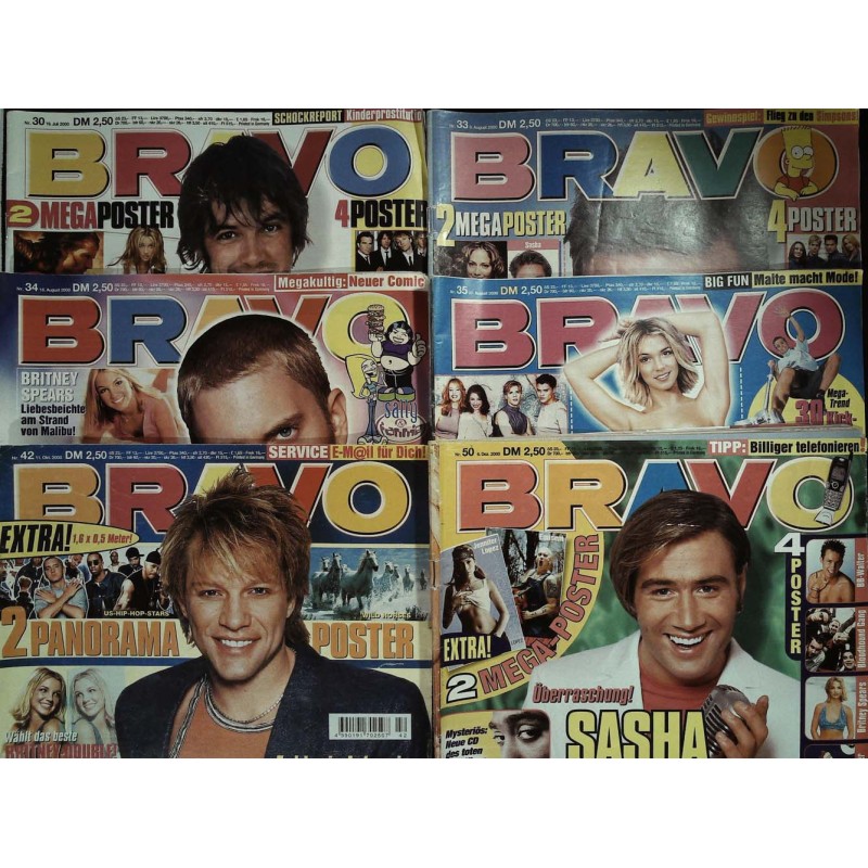 6er BRAVO Nr.30 / 33 / 34 / 35 / 42 / 50 von 2000 - Jon Bon Jovi...
