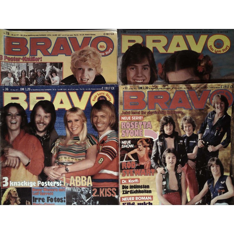4er BRAVO Nr.28 / 30 / 36 / 51 von 1977 - Rosetta Stone, Abba...
