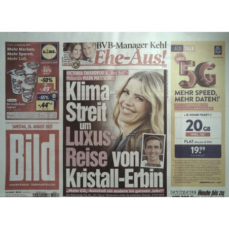 Bild Zeitung Samstag, 26 August 2023 - Victoria Swarovski