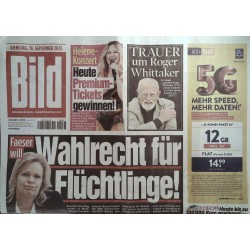 Bild Zeitung Dienstag, 19 September 2023 - Nancy Faeser will....