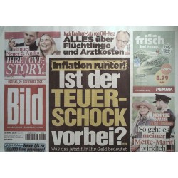 Bild Zeitung Freitag, 29 September 2023 - Inflation runter!