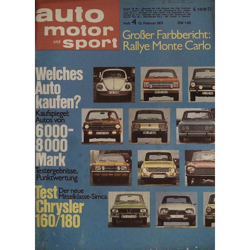 auto motor & sport Heft 4 / 13 Februar 1971 - Welches Auto?
