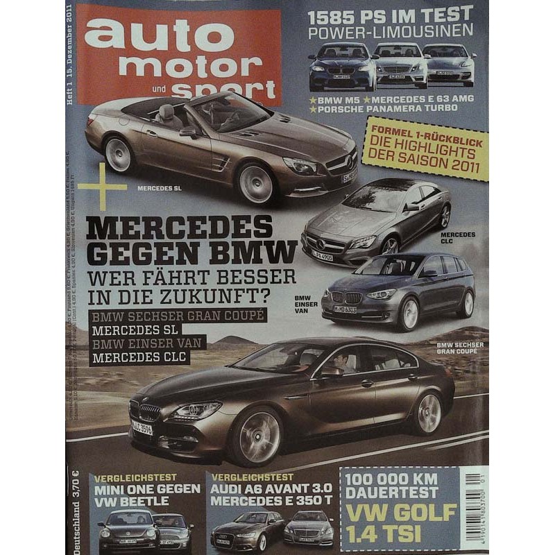 auto motor & sport Heft 1 / 15 Dezember 2011 - Mercedes vs. BMW