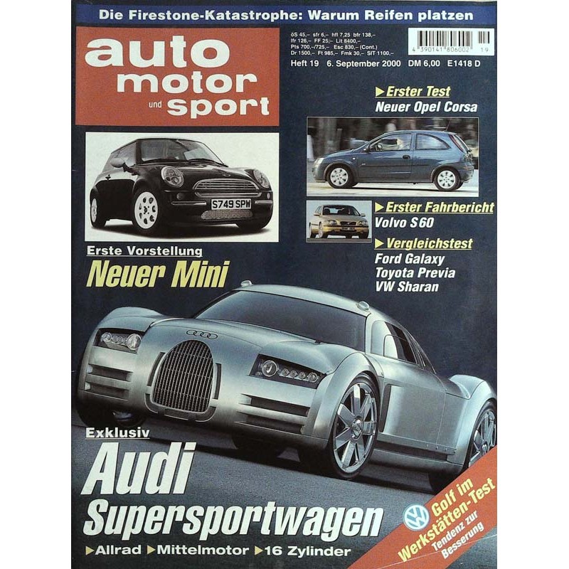 auto motor & sport Heft 19 / 6 September 2000 - Audi Sport...