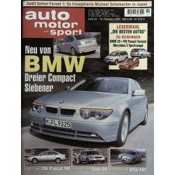 auto motor & sport Heft 22 / 18 Oktober 2000 - Neu von BMW