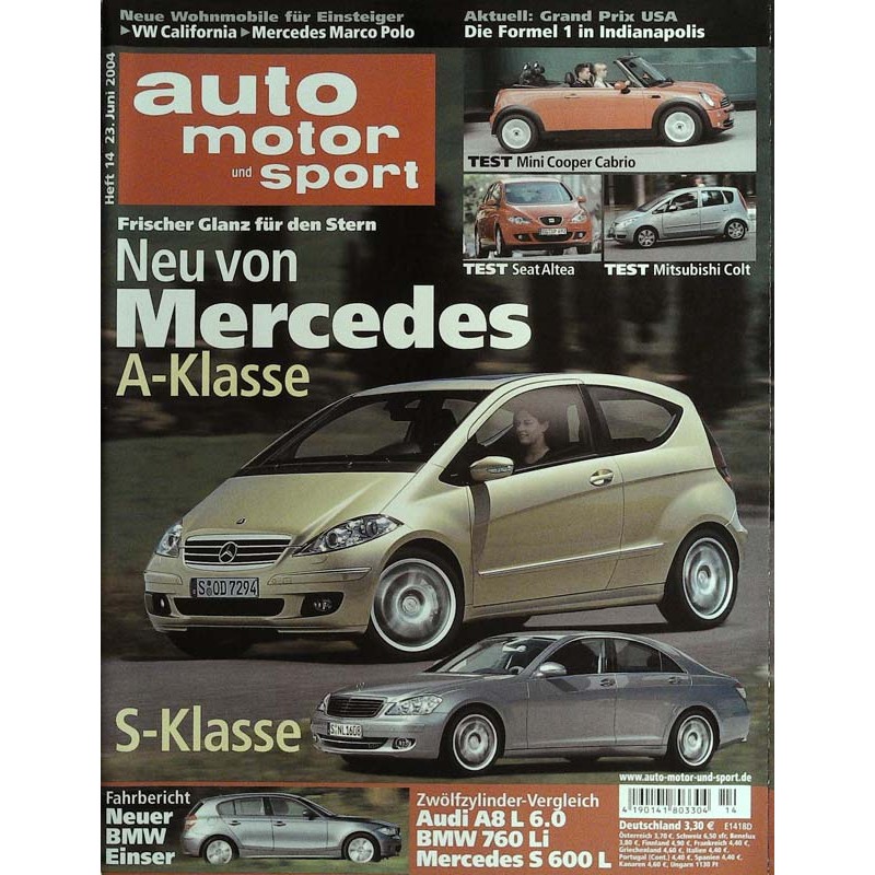 auto motor & sport Heft 14 / 23 Juni 2004 - Mercedes A-Klasse