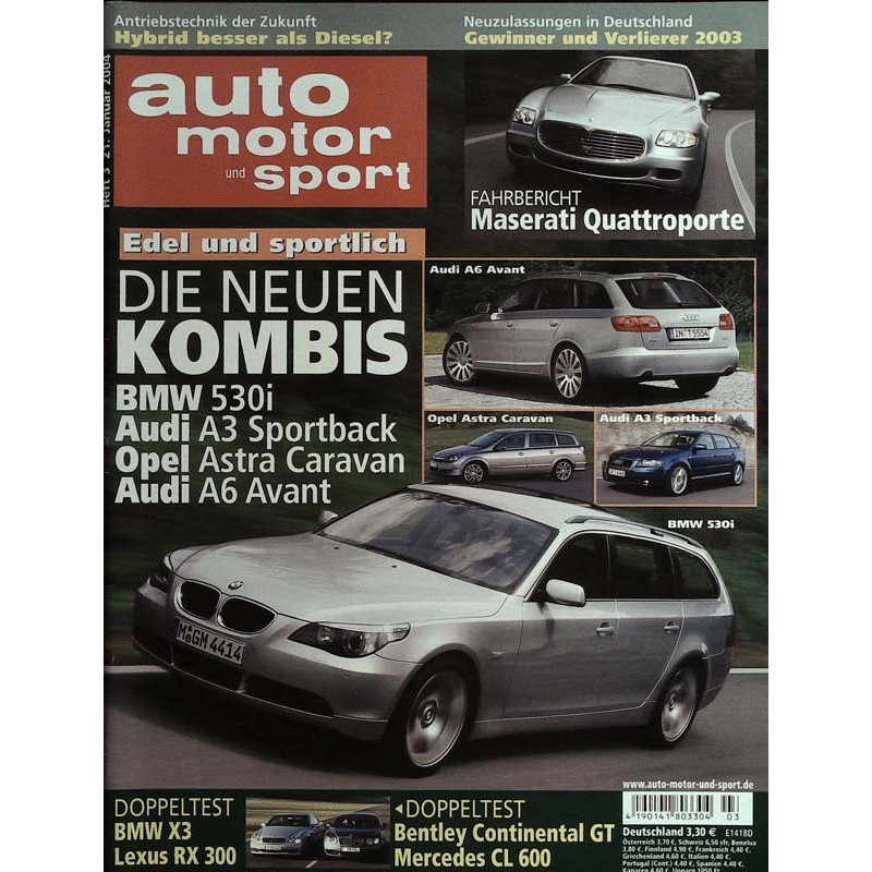 auto motor & sport Heft 3 / 21 Januar 2004 - Die neuen Kombis