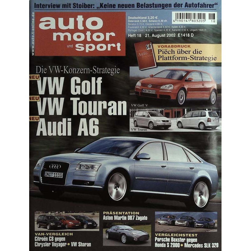 auto motor & sport Heft 18 / 21 August 2002 - VW Konzern