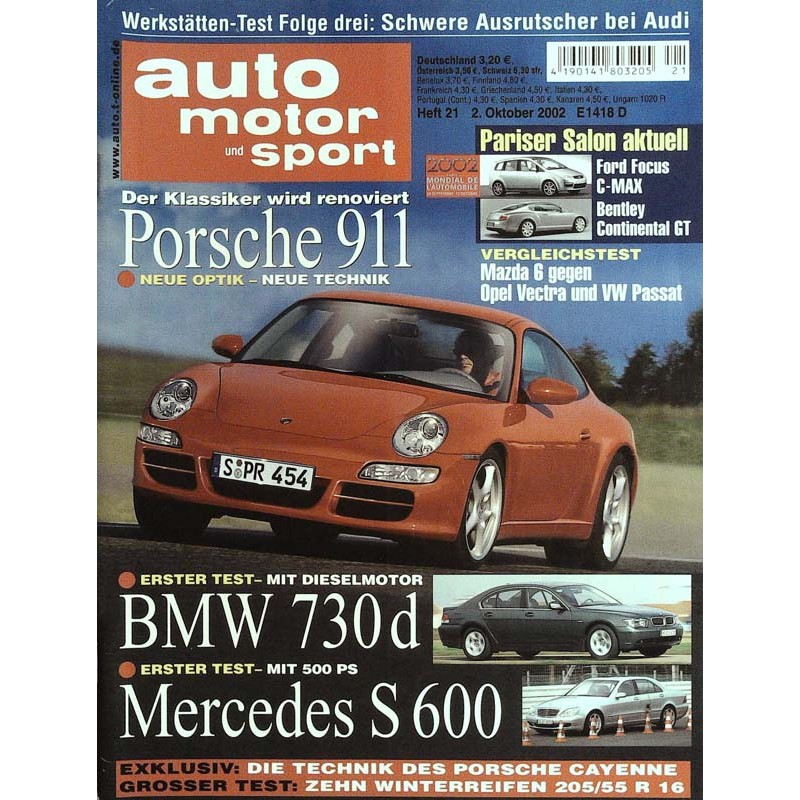 auto motor & sport Heft 21 / 2 Oktober 2002 - Porsche 911