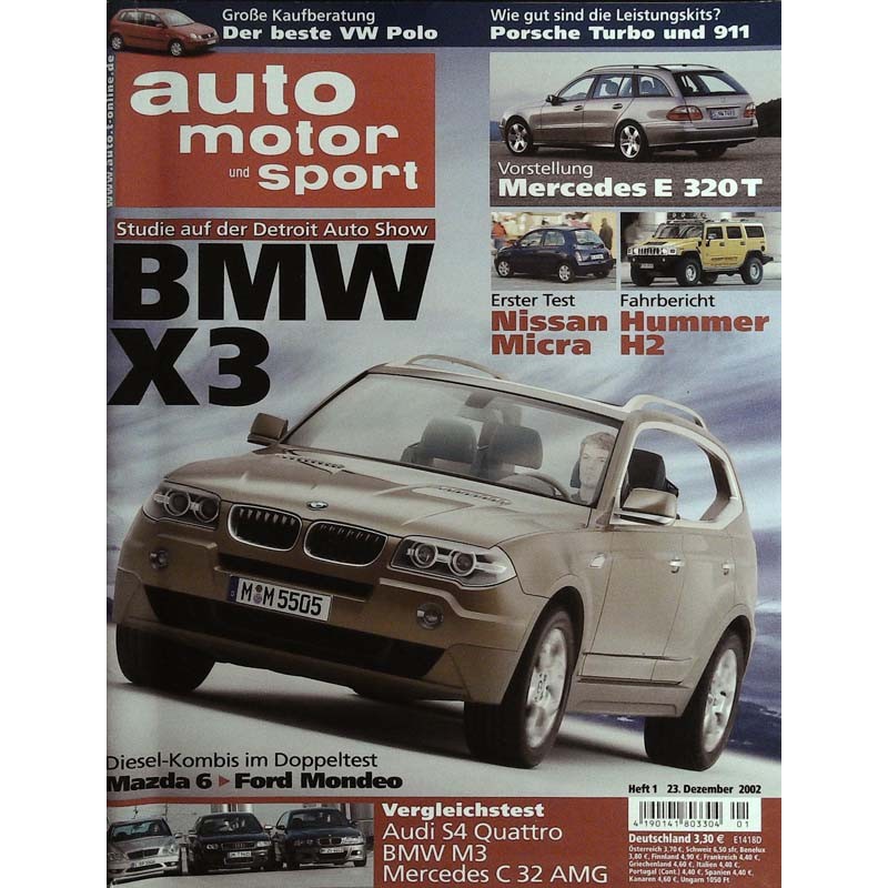 auto motor & sport Heft 1 / 23 Dezember 2002 - BMW X3