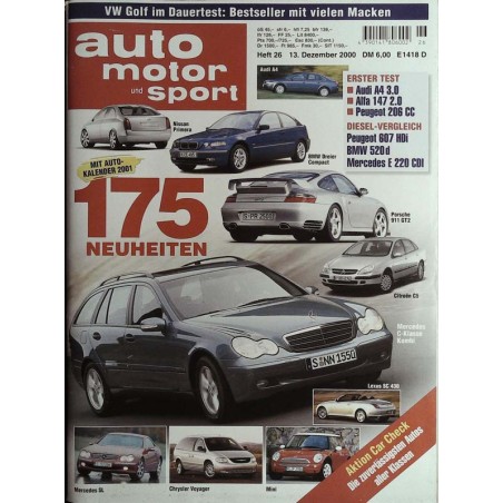 auto motor & sport Heft 26 / 13 Dezember 2000 - 175 Neuheiten