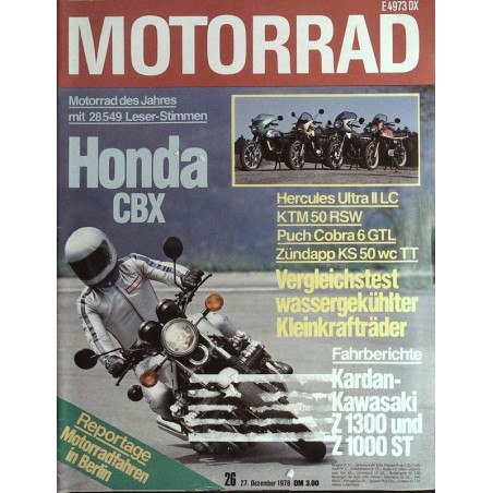Das Motorrad Nr.26 / 27 Dezember 1978 - Honda CBX