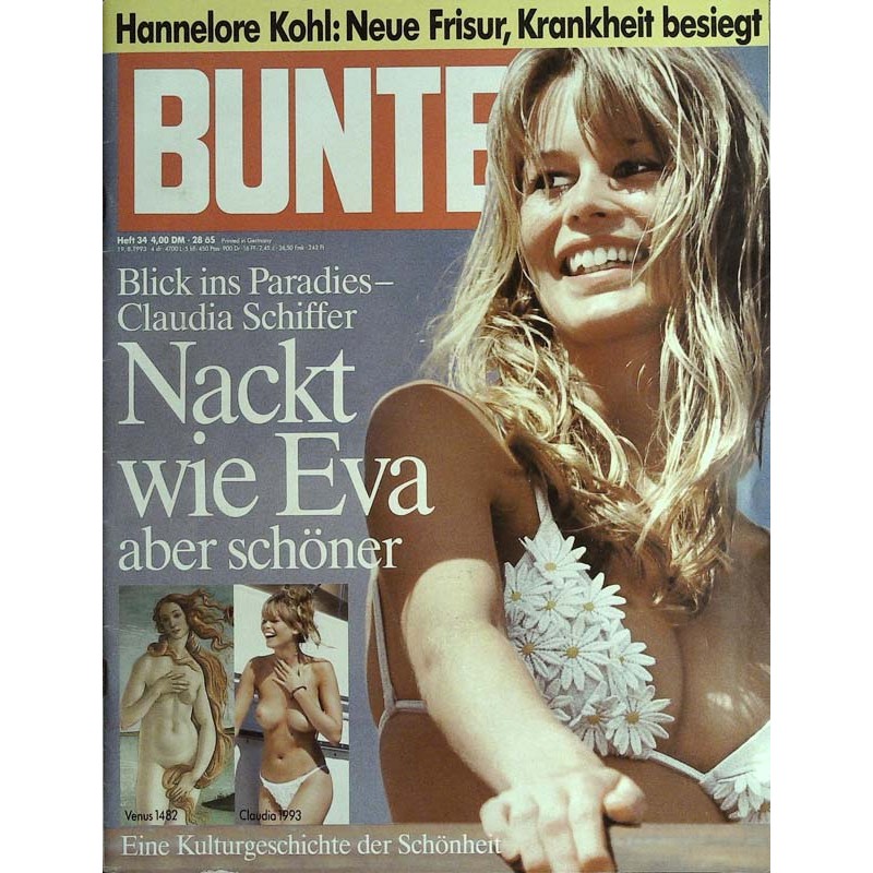 BUNTE Nr.34 / 19 August 1993 - Nackt wie Eva