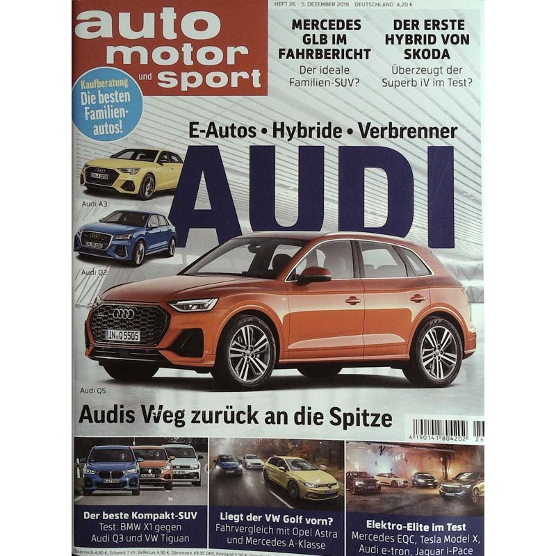 auto motor & sport Heft 26 / 5 Dezember 2019 - Audi Q5, A3, Q2