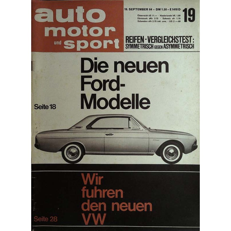 auto motor & sport Heft 19 / 19 September 1964 - Ford Modelle