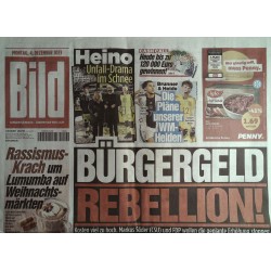 Bild Zeitung Montag, 4 Dezember 2023 - Bürgergeld Rebellion