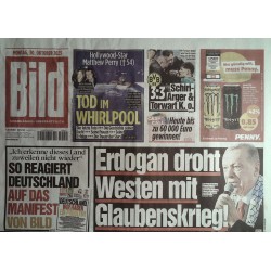 Bild Zeitung Montag, 30 Oktober 2023 - Erdogan droht Westen