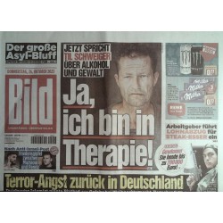 Bild Zeitung Donnerstag, 26 Oktober 2023 - Til Schweiger Therapie