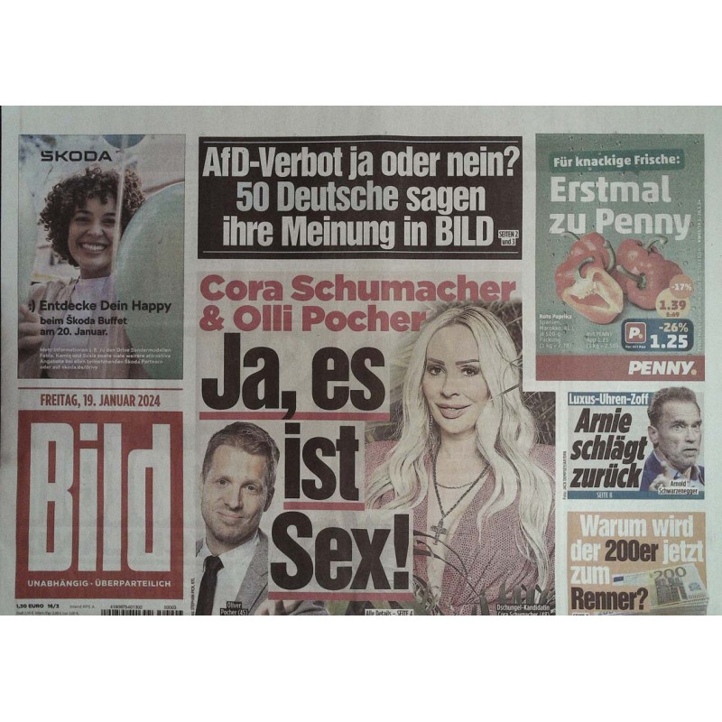 Bild Zeitung Freitag, 19 Januar 2024 - Ja, es ist Sex!
