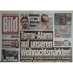 Bild Zeitung Donnerstag, 30 November 2023 - Terror Alarm