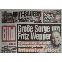 Bild Zeitung Dienstag, 19 Dezember 2023 - Sorge um Fritz Wepper