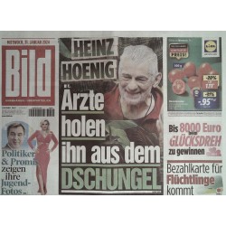 Bild Zeitung Mittwoch, 31 Januar 2024 - Heinz Hoenig Dschungel