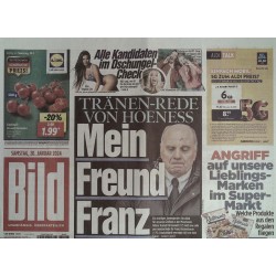 Bild Zeitung Samstag, 20 Januar 2024 - Hoeness mein Freund Franz