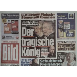 Bild Zeitung Mittwoch, 7 Februar 2024 - Der tragische König
