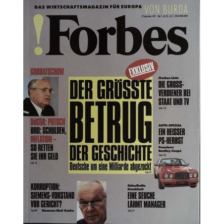 Forbes Nr. 9/September von 1991 - Der grösste Betrug der Geschichte