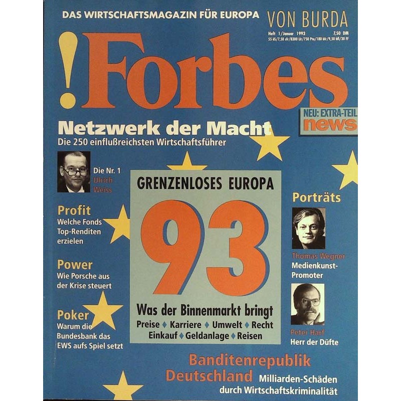 Forbes Nr. 1/Januar von 1993 - Grenzenloses Europa