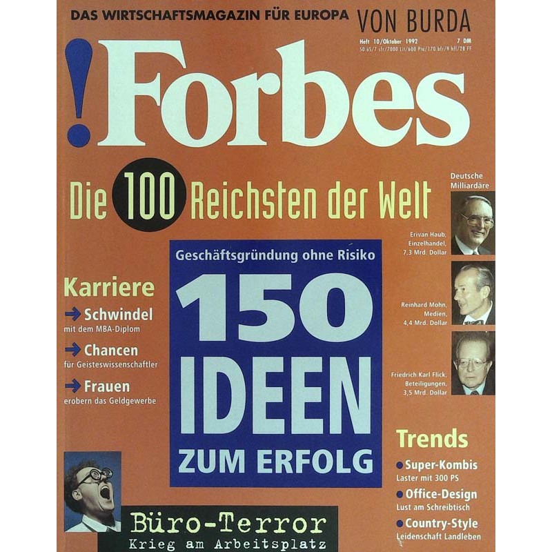 Forbes Nr. 10/Oktober von 1992 - 150 Ideen zum Erfolg