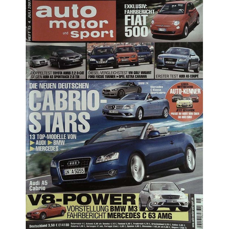 auto motor & sport Heft 15 / 4 Juli 2007 - Cabrio Stars