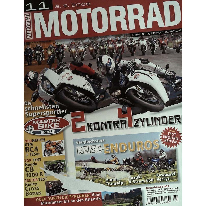 Das Motorrad Nr.11 / 9 Mai 2008 - 2 Kontra 4 Zylinder