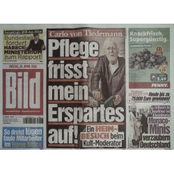 Bild Zeitung Freitag, 26 April 2024 - Carlo von Tiedemann