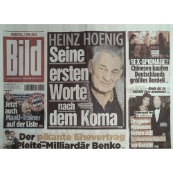 Bild Zeitung Dienstag, 7 Mai 2024 - Heinz Hoenig nach dem Koma