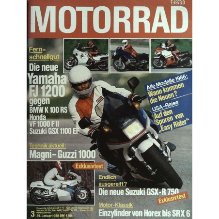 Motorrad Nr.3 / 29 Januar 1986 - Yamaha FJ 1200 Motorrad Nr.3 / 29 Januar 1986 - Yamaha FJ 1200